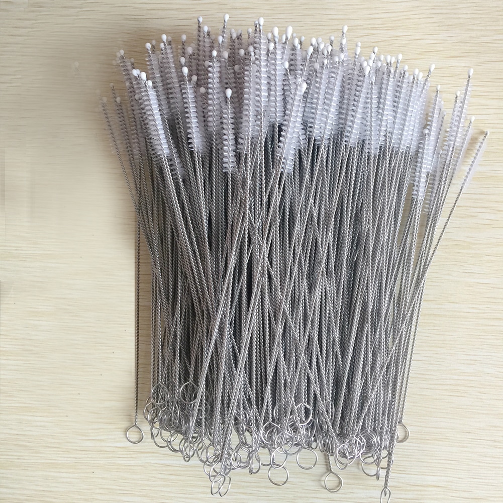 Cepillo de limpieza de biberones de acero inoxidable, tubo para beber, Pajita, limpiador de biberones, 5 unids/lote