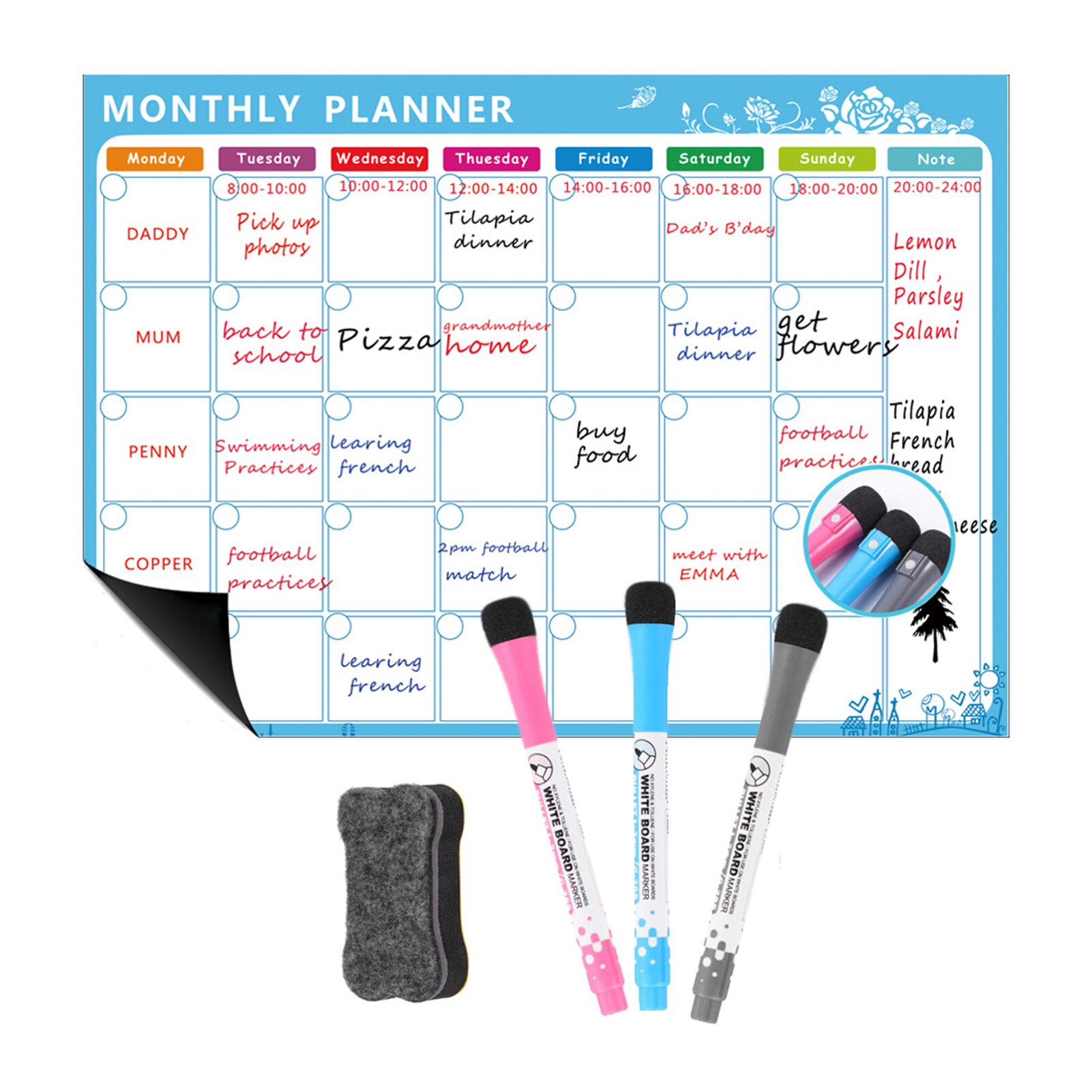 Magnetische Trockenen Löschen Kalender Whiteboard Kühlschrank Magnet flexibel Täglichen Nachricht Aufkleber mit 3 Bord Stift 1 Radiergummi A3 16.5*11,8 in: Möglichkeit 1