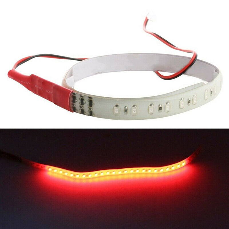 2pcs Car Red 12V Waterproof LED Flexible Light Bar Car Thunder Ranger Light 30CM Car Mid-Net Decorative Light with Red Light