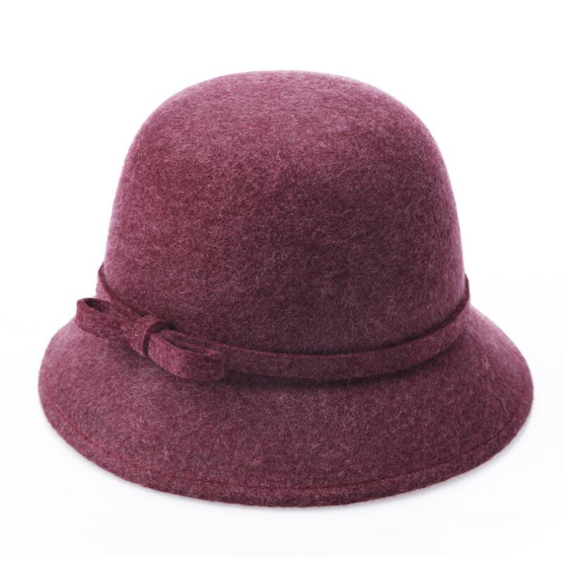 Europa england koreansk høst vinter dame fedora caps årgang sol hattemaker til kvinne dame avlet brem ull filt buehatt