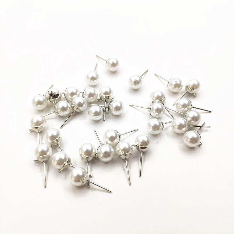 ! 6/8mm 200pcs Round Shape Imitation pearls earrings stud for earrings/earrings accessories/Earring parts DIY