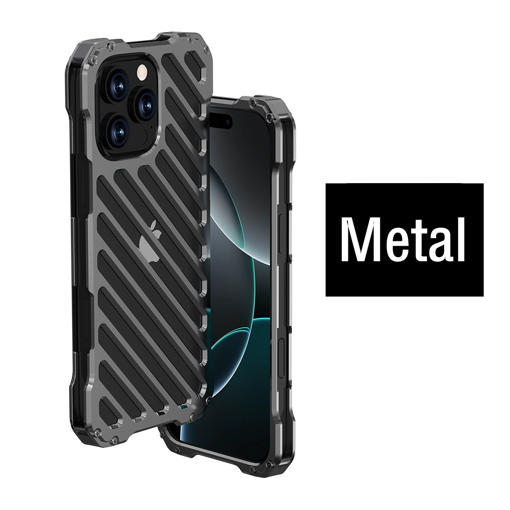 Aluminium Alloy Metal Phone Case for iPhone 12 13 14 15 16 Pro Max 16 Plus Heat Dissipation Ventilate Shockproof Armor Cover: For iPhone 12 Pro