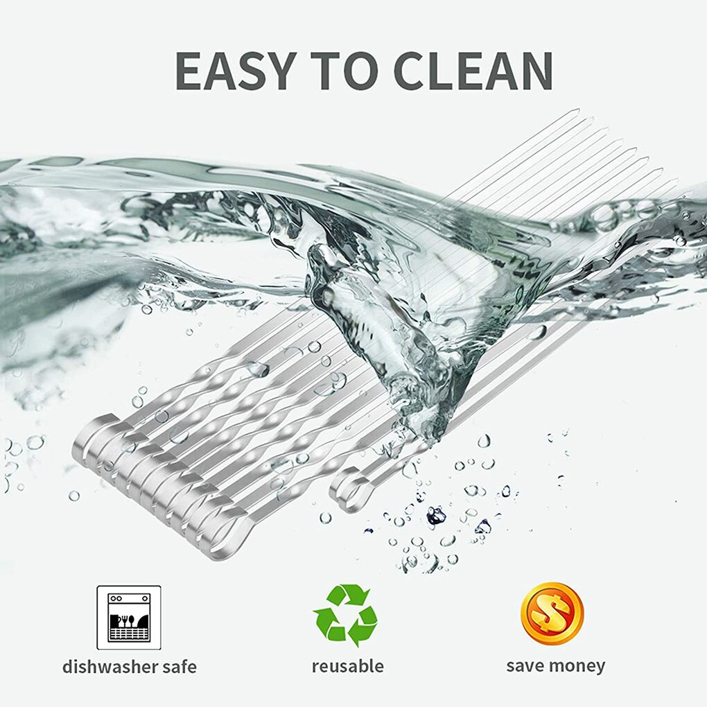 10 szt. Patyczki robić szaszłyków ze stali nierdzewnej kije robić grilla płaska łopatka grillowa szaszłyki robić domu kemping