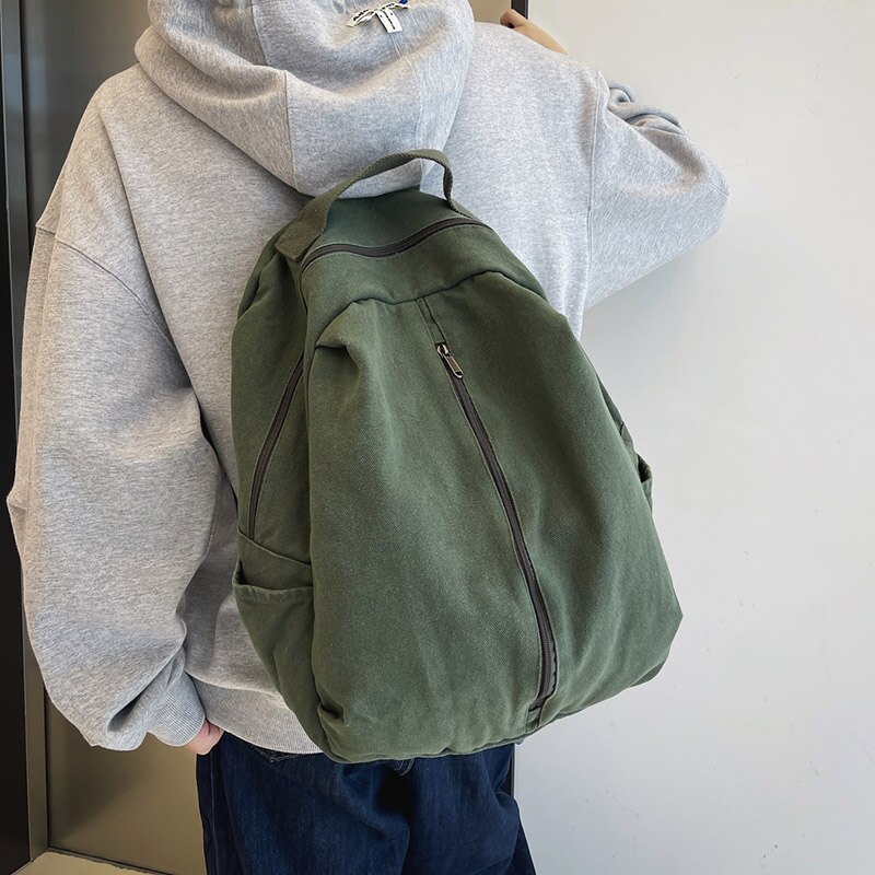 2022 Canvas Backpack Women Causal Travel Backpack Solid Color Unisex Laptop Student Schoolbag For Teenages Girls Bookbag