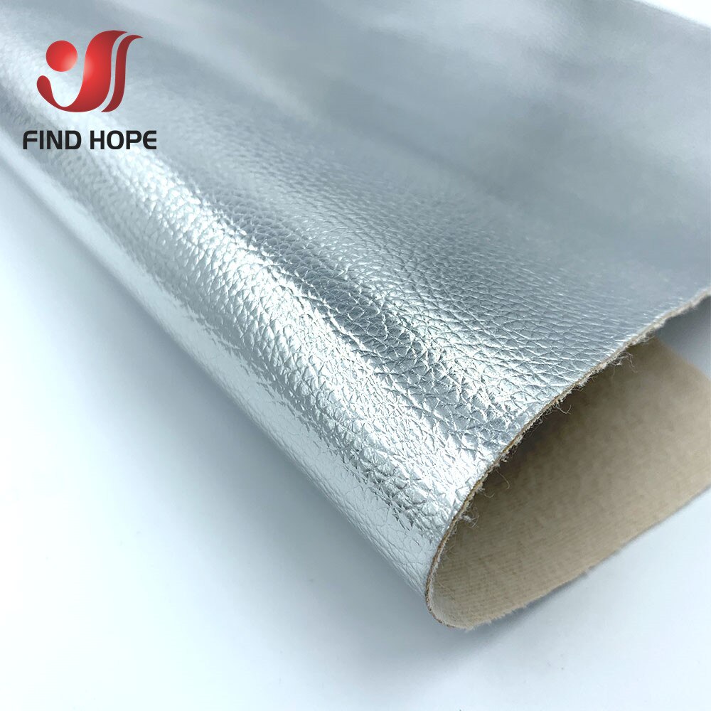 Door Meter 100*135Cm Litchi Kunstleer Pu Kunstleer Stof Vinyl Auto Bekleding Zak Sofa Oorbel Naaien Diy 39*54Inch: Bright silver