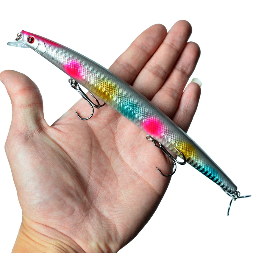 1Pcs Bass Big Wobbler Fishing Lure Minnow Mixed Model Artificial Hard Bait 18cm 24g Floating Water Sea Trolling Wobbler: PURPLE