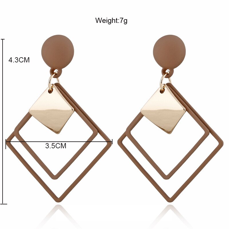 Coreano di Modo di Temperamento Lungo Orecchini a pendaglio per Le Donne Geometrica Quadrato In Metallo Doppi Strati Orecchino Pendientes Mujer Moda