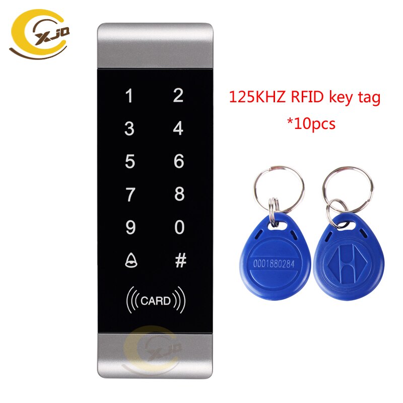 XJQ 1000 Users Touch Keypad Standalone Access Controller RFID Proximity EM Card Keyfobs Keyboard Single Door Access Control: Keypad with 10  tags