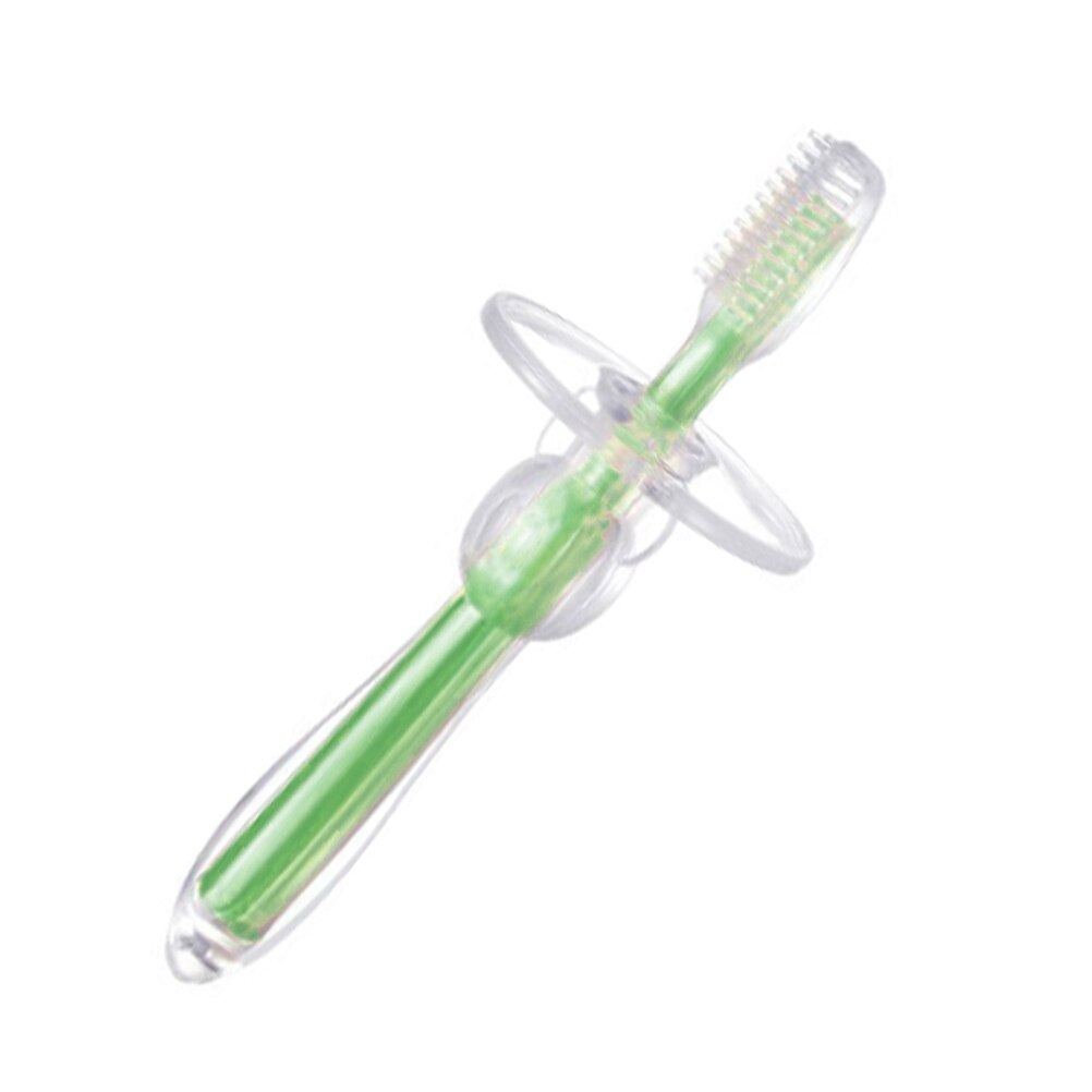 1 PC Bambini Molle Del silicone di Formazione Del bambino Spazzolino Dentale Igiene orale Spazzolino Da Denti Strumento Del capretto Del bambino spazzolino da denti bambino spazzolino da denti: verde