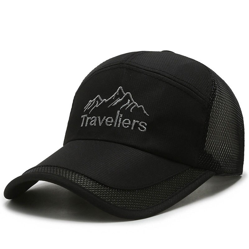 Unisex pet met klep in effen kleur, herenpet met klep, casual zonnehoed, hoofddeksel voor dames, mesh baseballpet voor outdoor streetwear: Zwart