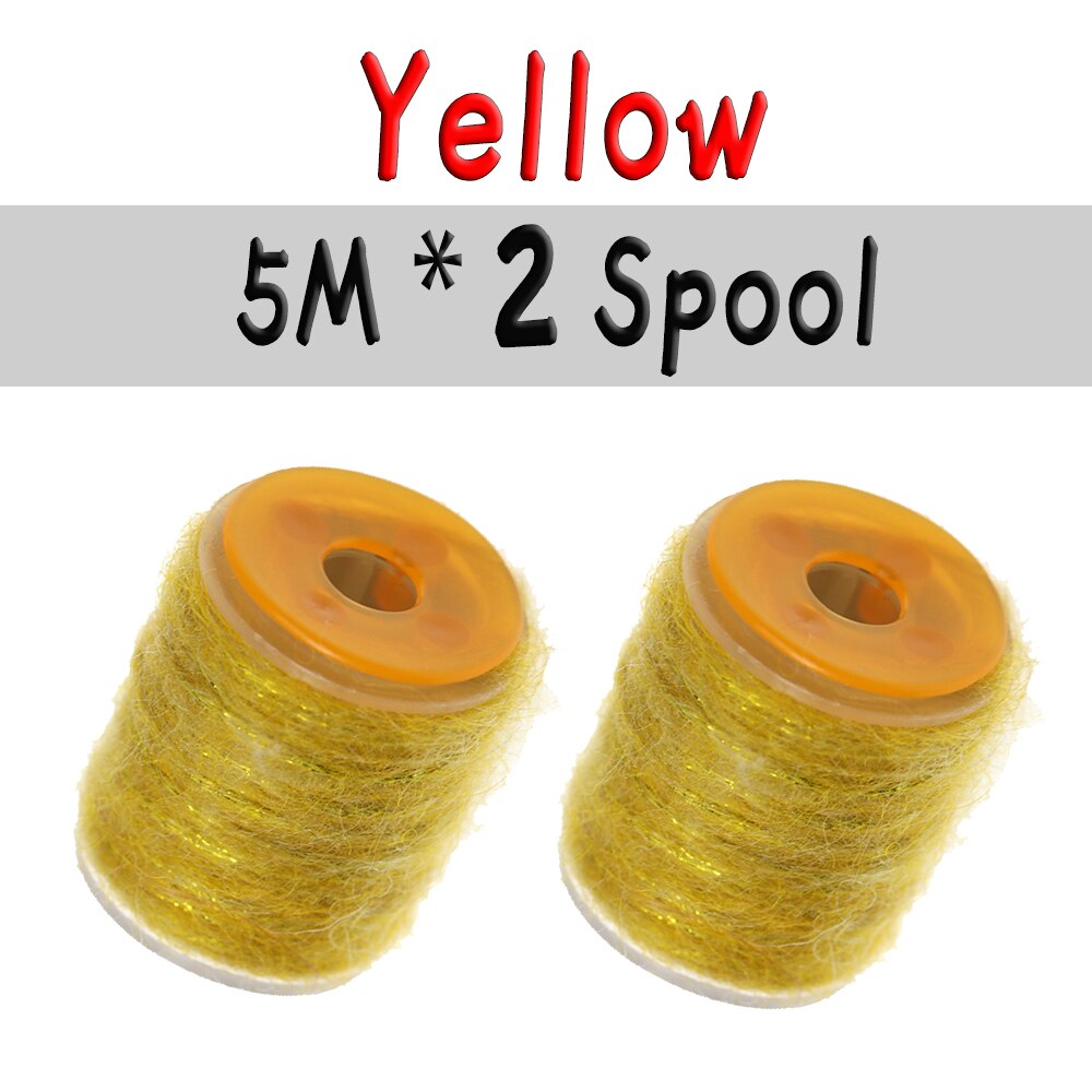 WIFREO-Cuerda de doblaje de 10M, hilo de hilo para insectos sucios, hilo moteado de Caddis, gusano, mosca seca, camarón, atado de moscas fibrosas, materiales de atado: 2pcs Yellow