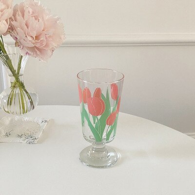 260ml tulpanglas bägare guldkant daisy glas kopp mjölk öl champagne juice kopp härlig för tjejer: Tulpan