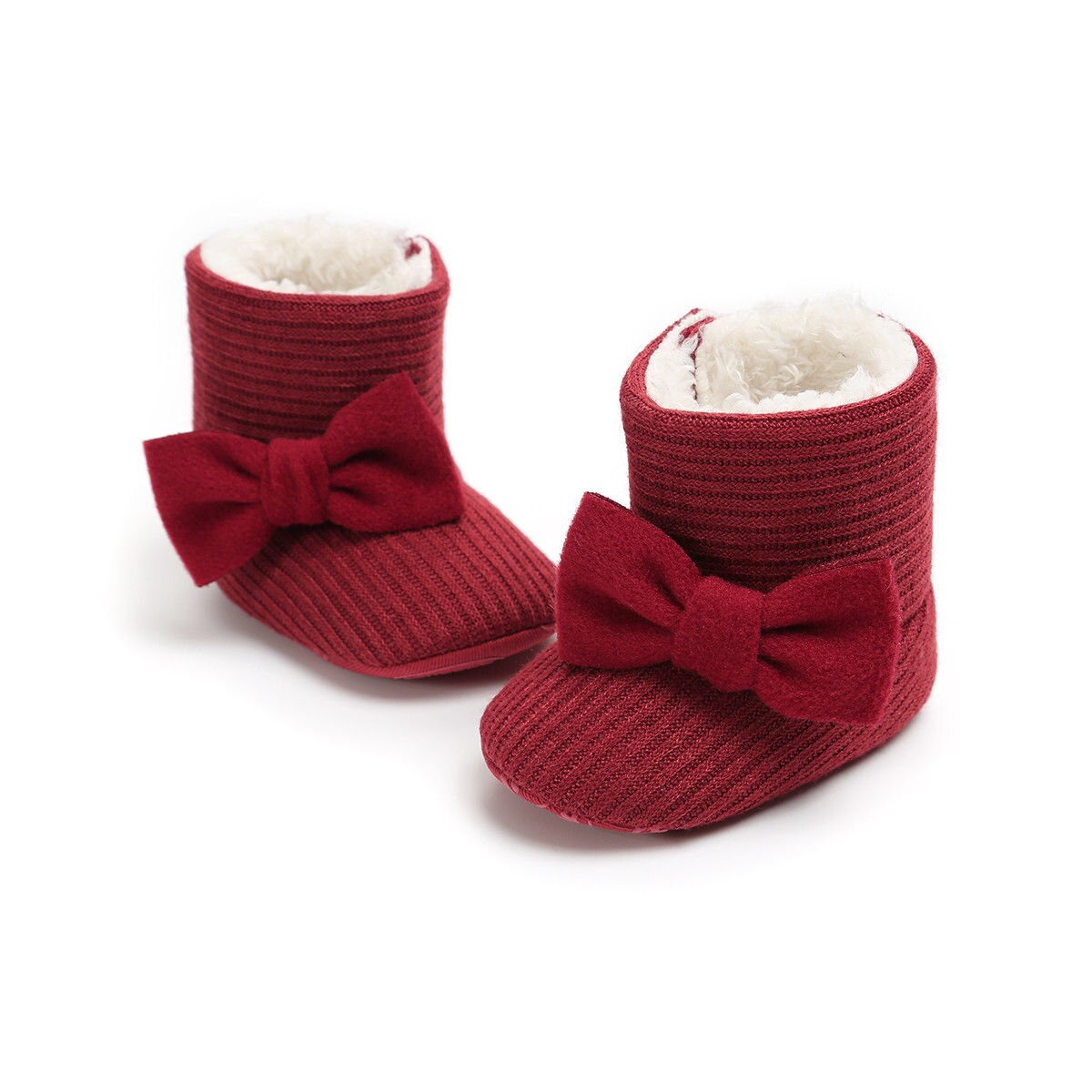 Babyschoenen baby laarzen winter baby jongen meisje schoenen plus fluweel dikke warme sneeuw katoen klittenband wieg strik 0-18m: Rood / 13-18 maanden