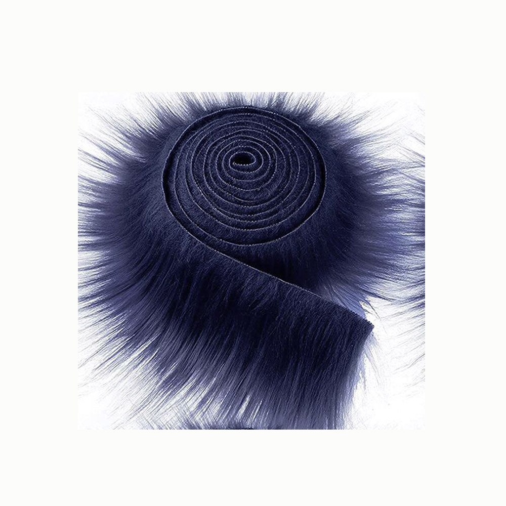 1.5M Faux Fur Ribbon Tapes DIY Apparel Sewing Fluffy Trim Trimming Fabric Home Sewing Costume Plush Stripe Collar Cap Cuff Decor: Navy blue