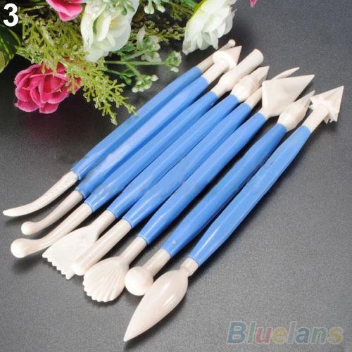 8 Pcs/1 Set Flower Plunger Cutter Sugar craftes Fondant Cake Mold Decorating Tools: Blue