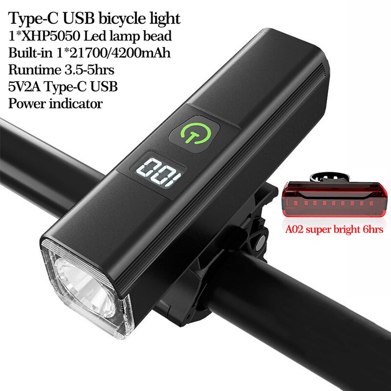 Type-C Usb Fiets Led Verlichting Ingebouwde 21700Mah 4200Mah Racefiets Lamp Waterdicht Mountain Cycle koplamp Rijden Accessoires: QB106-A02 s6hrs