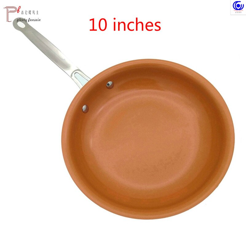 Non-stick Copper color Frying Pan with Ceramic Coating and Induction cooking Oven & Dishwasher safe 8 -10-12 inches glass lid: 10 inch round