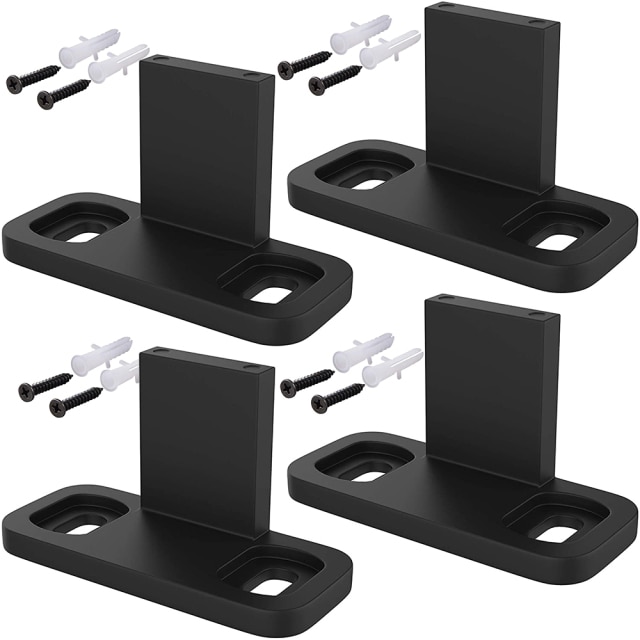 Adjustable Barn Door Floor Guide Stay Roller Rail Stopper For Bottom Sliding Door Hardware Mount Slide Rail Accessories: 4pcs black POM