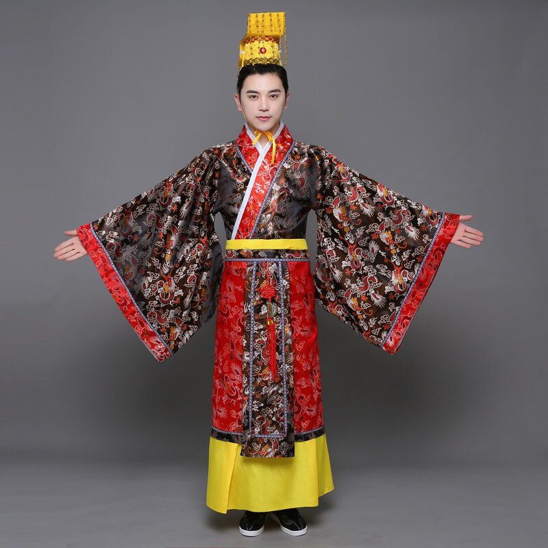 Traje chino Hanfu para adultos, traje para hombres, traje de rey Emperador, traje de escenario, traje Tang, conjunto de Traje + sombrero: color3