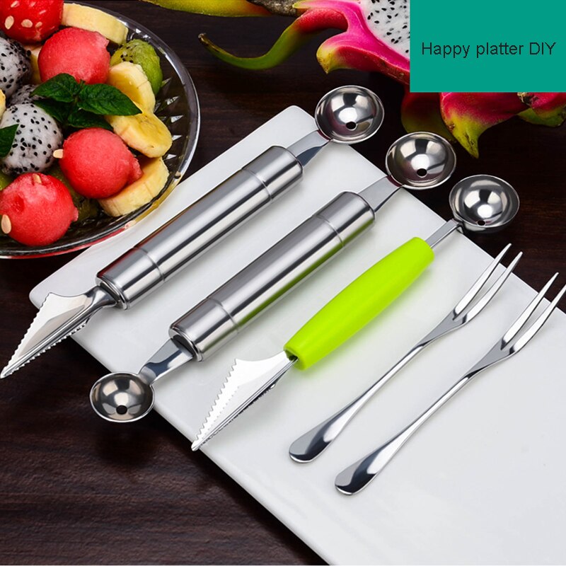 Digger Watermelon Spoon Fruit PlatterTool Set Carving Knife Die Cutting FruitAnd Vegetable Shape Round Slicer