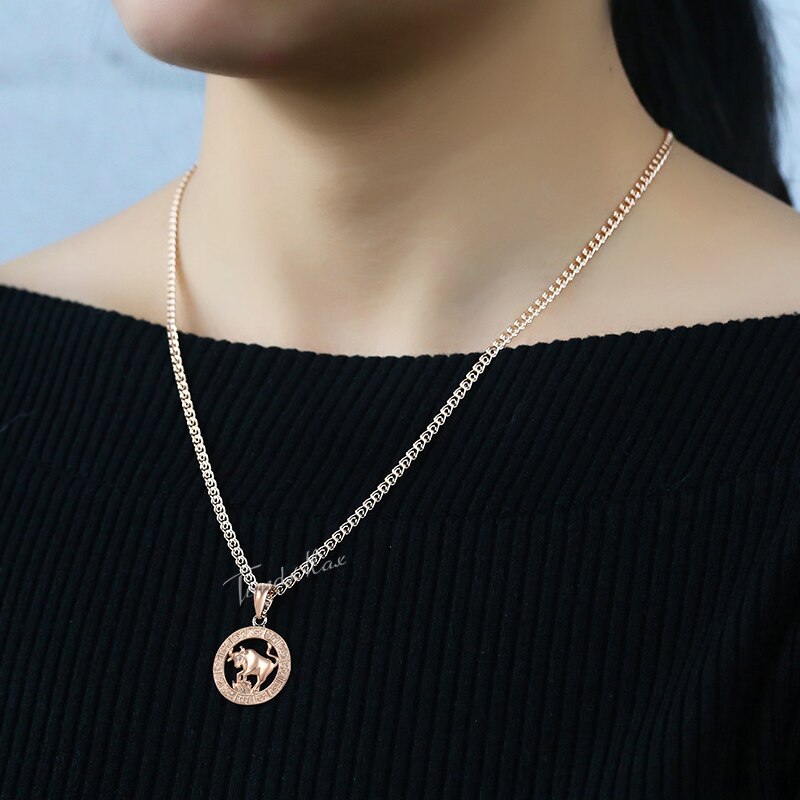 Womens Taurus Pendant Necklace Gold Zodiac Sign Constellation Pendant For Woman Jewelry HGP358