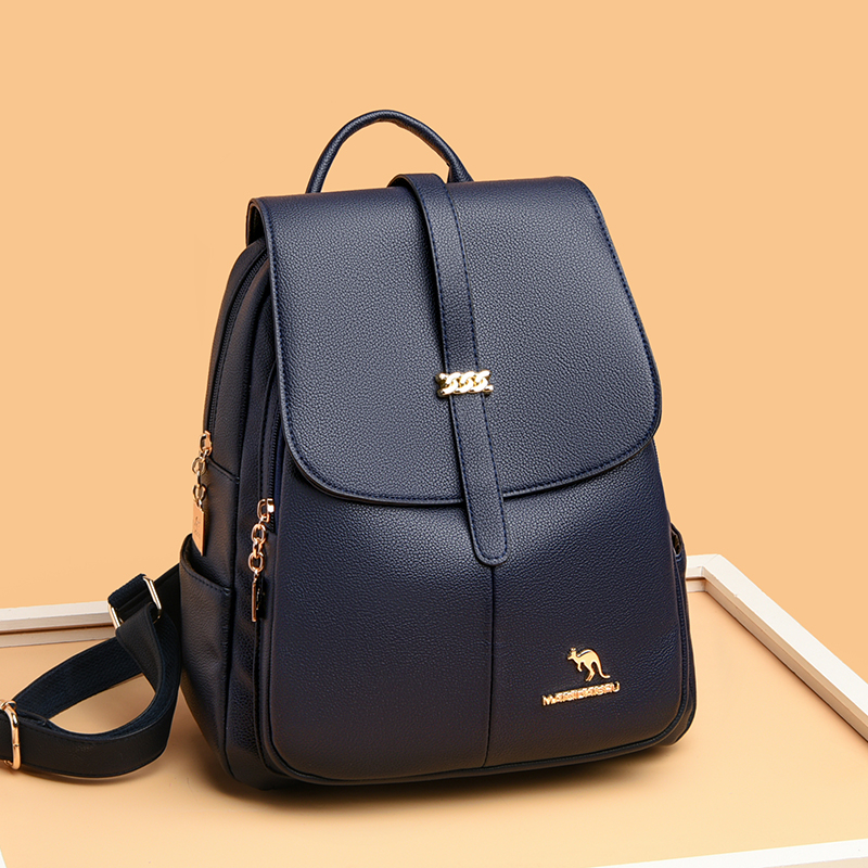 Multifunctional Women Backpack Pu Leather Ladies School Backpacks for Teenagers Girls Casual Travel Bags