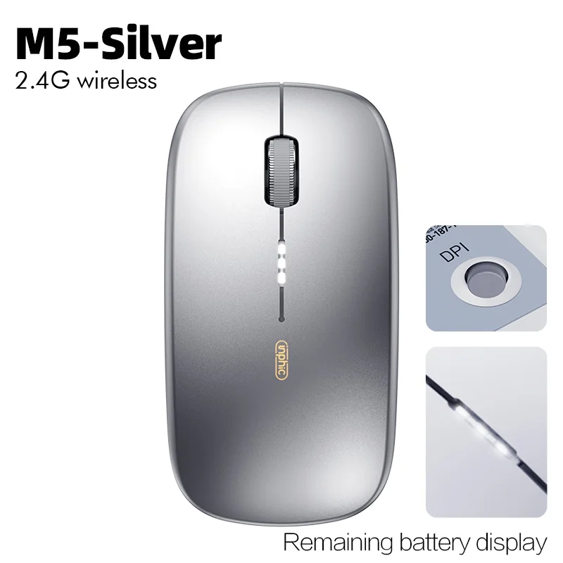 Inphic  m1 Profi kabellose maus, wiederaufladbare, geräuschlose maus, bluetooth-funkmaus mit drei modi, akkuanzeige + usb-c-ladefunktion: Gelb