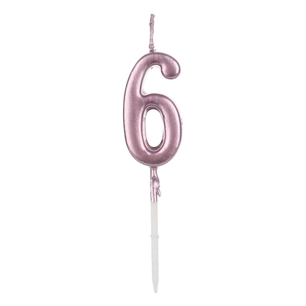 1 PC Gelukkige Verjaardag Nummer 0-9 Kaarsen Rose Gold Sliver Cake Topper Feestartikelen Cupcake Decor Cake topper: 6rose gold