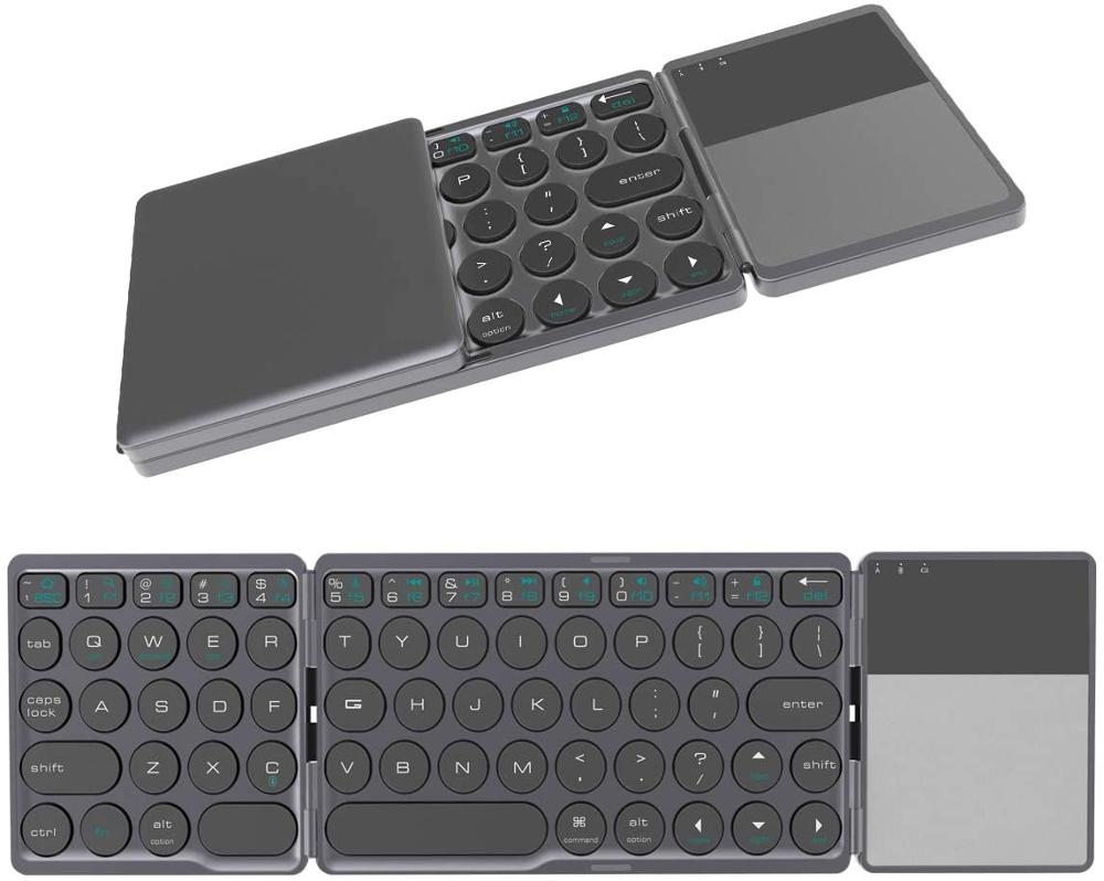 Clavier Bluetooth Ultra-fin pliable à touches rondes, Portable sans fil pour iOS/Android/Windows/tablette