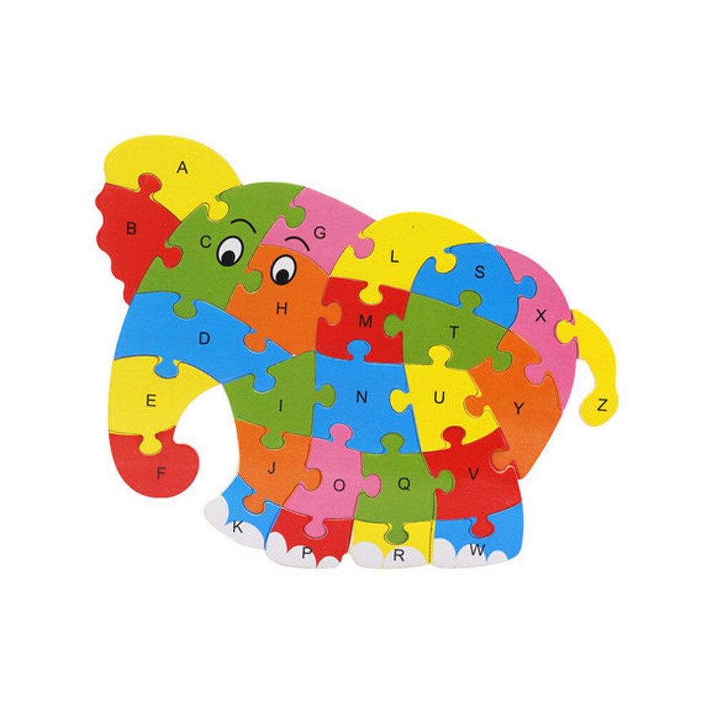 Kids Baby Wooden Wood Animal Puzzle Numbers Alphabet Learning Educational Toy develop counting and identify colours