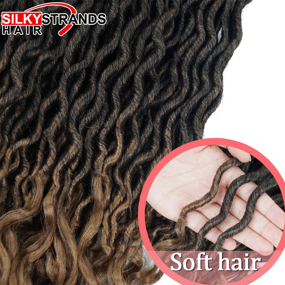 Curly Goddess Faux Locs Crochet Hair Extensions Crochet Braids Synthetic Ombre Braiding Hair Bulk Bohemian Silky Strands