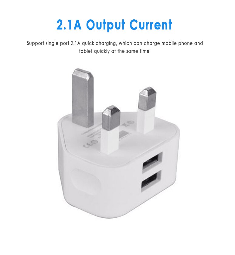 Uk Plug Enkele Usb Dubbele Usb 3USB Adapter Mains 3 Pin Plug Usb Adapter Wall Charger Travel Oplaadkabel: 2A 2USB
