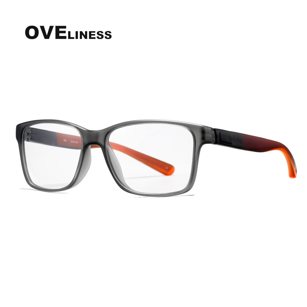 tr90 men's eyeglasses eye glasses frame men Optical Myopia Prescription Clear glasses male Full Spectacles eyewear frame: grey orange