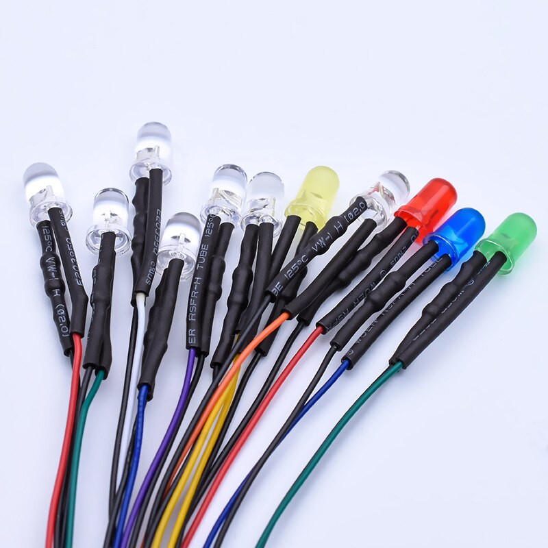 50 Stks/zak Czinelight 5Mm Prewire Led 20Cm 5V Rood Geel Blauw Groen Wit