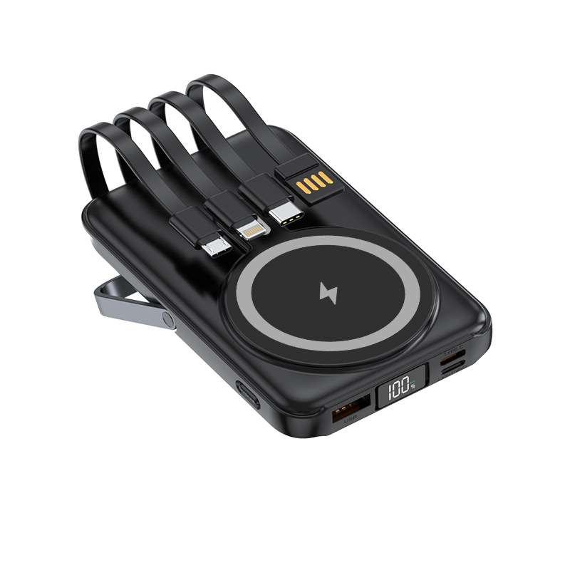 200000mAh Magnetic Wireless Power Bank with Phone Holder Portable Charger Fast Charging Battery for IPhone Magsafe PowerBank: black / 5000mAh