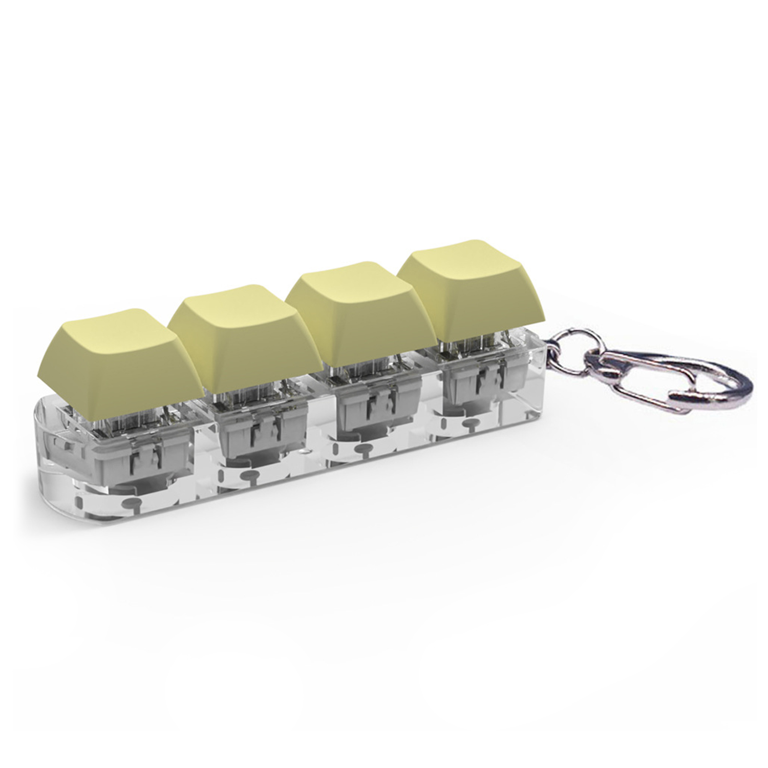 4 Keys Mechanical Keyboard Axis Tester DIY Keycaps Stress Relief Toy Finger Calming Fidget Keyborad Button Office Toy Keychain: Yellow