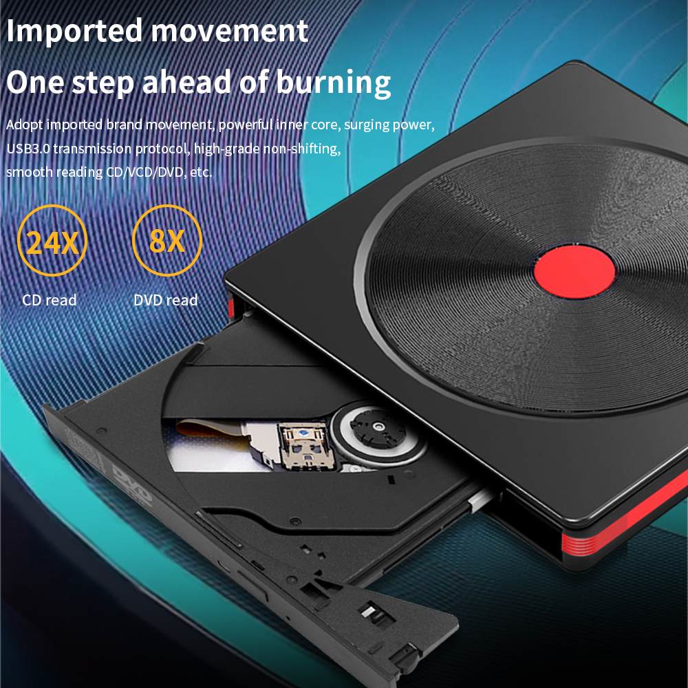 TISHRIC USB Externes DVD-Laufwerk CD-Player Leser DVD-ROM CD-ROM USB3.0/USB2.0/Typ C Externer DVD-Player für PC-Desktop-Computer