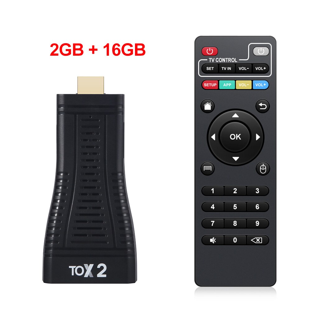 Global TOX2 Tv Stick Android 10.0 Smart Tv Box Android 10 2Gb 16Gb 2.4G &amp; 5G wifi BT5.0 Allwinner H313 Tvbox 1080P 4K Tv Dongle: ons aansluiten / 2GB 16GB