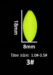 Flotador de pesca fluorescente Seven star, accesorios de equipo de pesca de carpa, tope A098, lote de 5 paquetes: size 3 yellow
