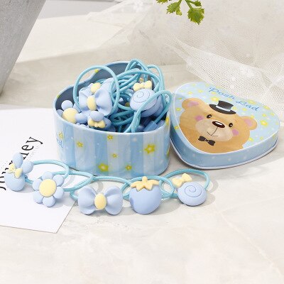20 pièces/lot nouvelle boîte emballé filles mignon dessin animé élastique bandes de cheveux chapeaux chouchous bandes de caoutchouc bandeaux accessoires de cheveux: Blue