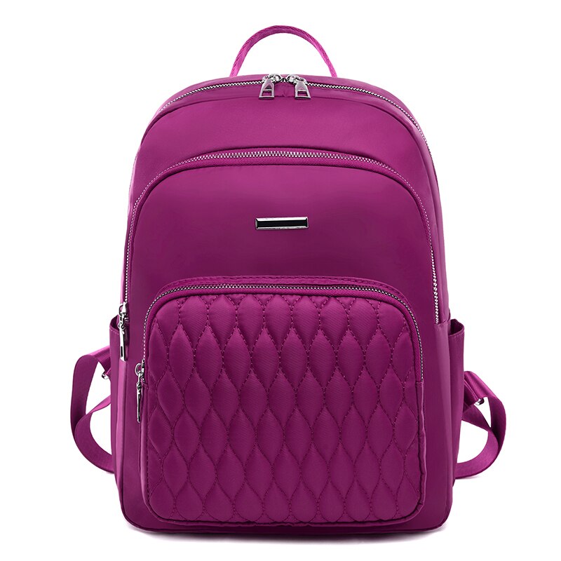 Toposhine solid väska för flickor oxford skolväska garanterad väska kvinnor ryggsäck brodertrådar ryggsäck väska: Lila