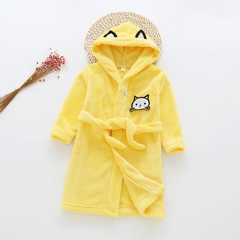 Höst vinter barnhuva katt pyjamas flanell bomullsrockar dräkter pojkar flickor badrockar barn mjuka baby sovkläder hemkläder