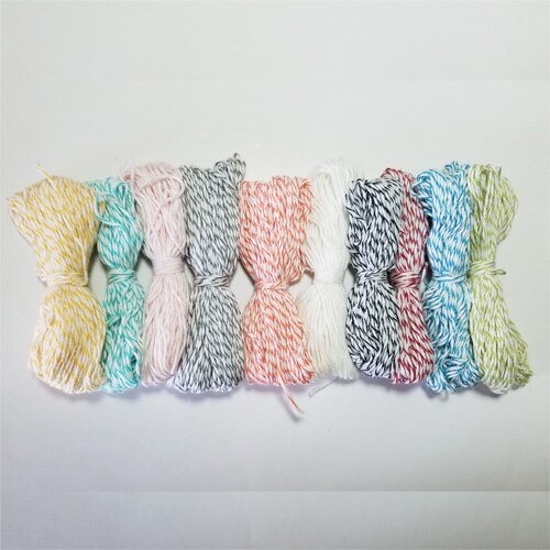 Mixed colourful Cotton twine cords 50m-100m/lot macrame rope string thread packing decoration DIY: 1mm 100m