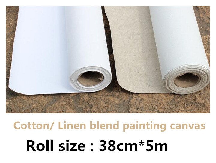 38cm*5m ruller akrylgrundet kunstner bomuld/hør lærred med topkvalitet