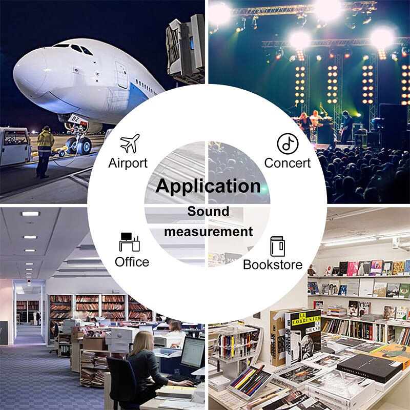 Gamme de sonomètre numérique 30-130dB (A) Instrument de mesure du Volume sonore testeur de surveillance de décibels auto-calibré