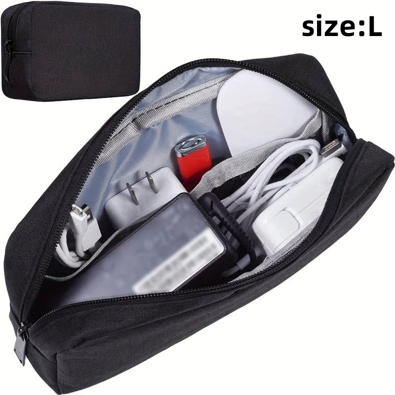 Wasserdichte Aufbewahrungstasche für digitales Zubehör, große Kapazität, tragbare Reise-Organizer-Tasche für Mobiltelefone, USB-Kabelband: Gold