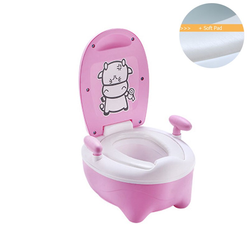 Cartoon Children&#39;s Toilet Animal Pattern Kids Potty Training Seat Children&#39;s Urinals Baby Toilet Pot Training Pan Toilet Seat: Pink with cushion