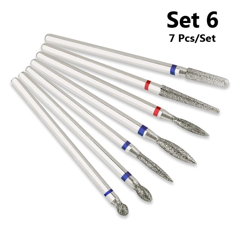7 Pcs/Set Carbite Nail Grinding Head Nail Drill Bit Ceramic Mill Machine Set Cutter For Pedicure Electric Nail Files: Set 6