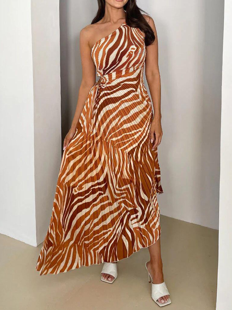 Ihålig rygglös loungewear maxiklänning, sommarklänning med ärmlös festklänning för kvinnor, klänning med en axel och streetwear