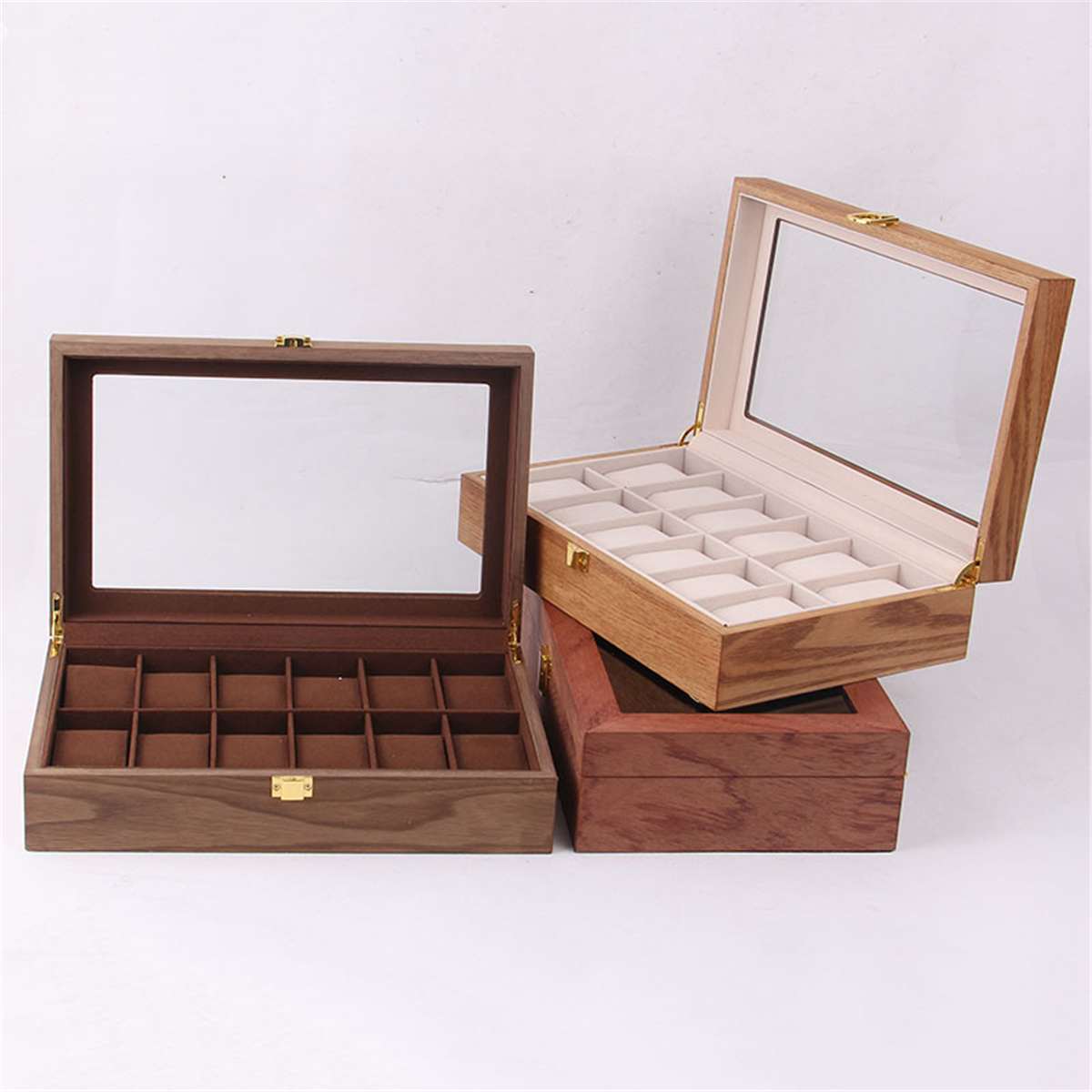 6/10/12 Grids Retro Rode Houten Horloge Display Case Duurzaam Verpakking Houder Sieraden Collection Opslag Horloge Organizer box Kist